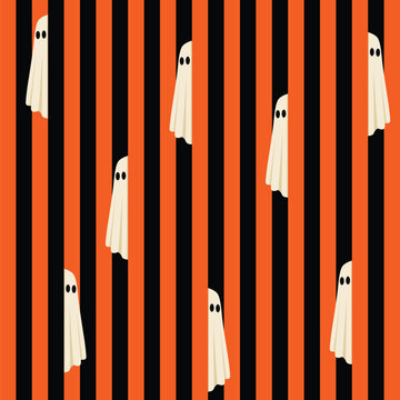 boo halloween ghost pattern with orange and black stripe lines