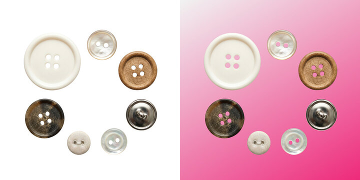 Collection of Assorted Sewing Buttons Isolated isolated on transparent background