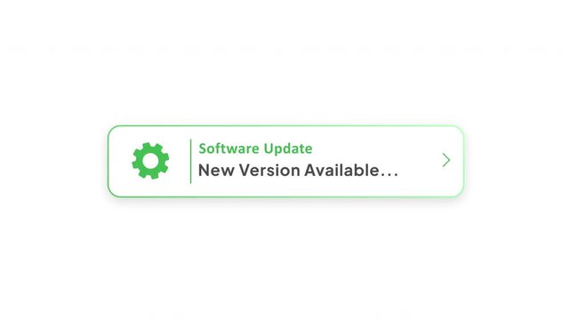 Software Update Notification with New Version Available, System Upgrade and Technology Alert Animation
