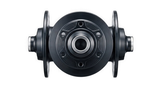 bicycle front wheel hub dynamo internal generator component isolated on transparent background