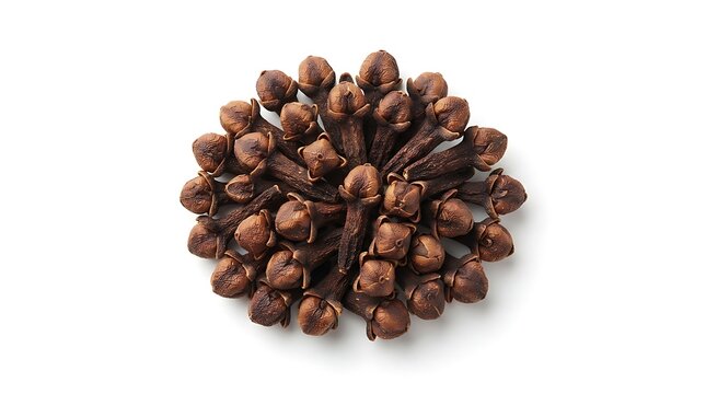 Whole aromatic dried cloves arranged in circular pattern top.
