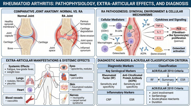 Pathology of Rheumatoid Arthritis in a Synovial Joint