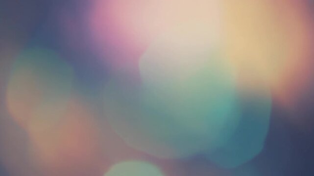 A soft, blurred gradient background blending pink, blue, yellow, and green hues in a polaroid-style frame with interface.