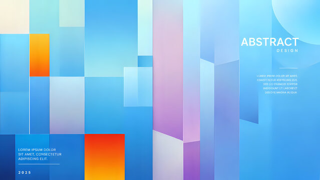 Abstract blue and orange vertical geometric architecture background with modern shapes