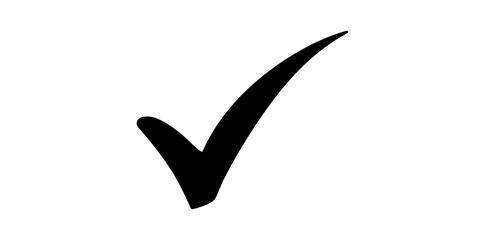 Black checkmark tick mark graphic symbol for approval and success. © Naqeeb