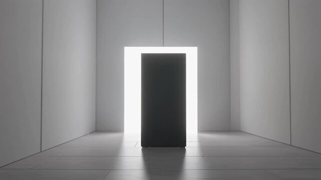 Minimal rear-perspective technology scene featuring a server cabinet with a subtle changing light, suitable for cloud computing and digital infrastructure concepts.