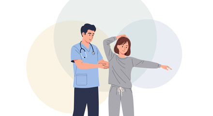 Fototapeta premium Medical Professional Conducting Physical Therapy Session with Patient Examining Arm Movement