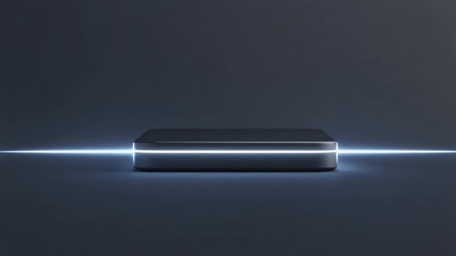 Minimal side-view technology animation featuring a simple computing module with a moving light strip, suitable for artificial intelligence and computing concepts.