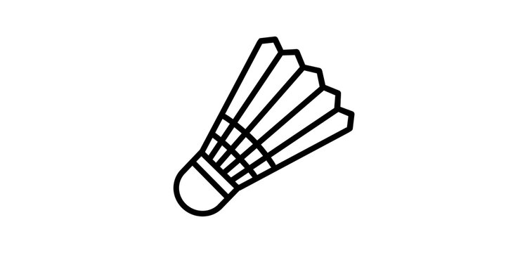 Black outline badminton shuttlecock icon for sports game graphics.