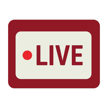 Live streaming icon with red border and white background