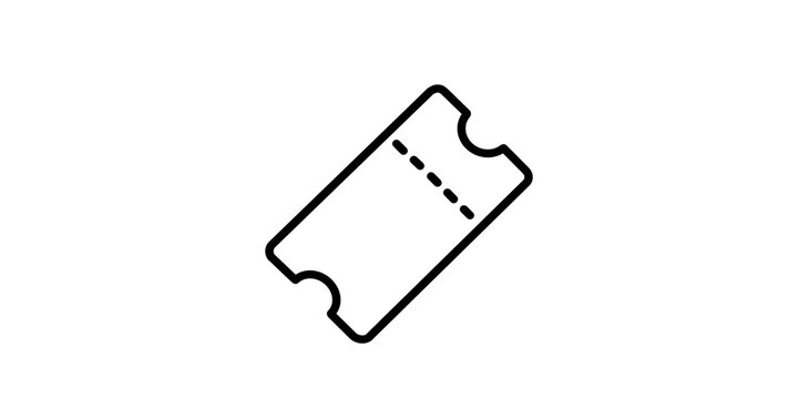 Admit one paper ticket stub icon with perforated line for event access.