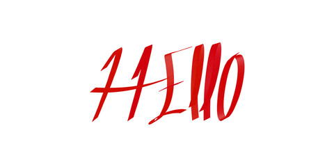 Red hand drawn hello typography element with stylized dynamic lines. © Naqeeb