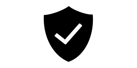 Black shield icon with white checkmark for security and protection. © Naqeeb