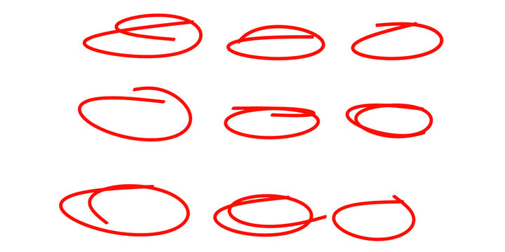 Red hand drawn circle markers set for highlighting important details.