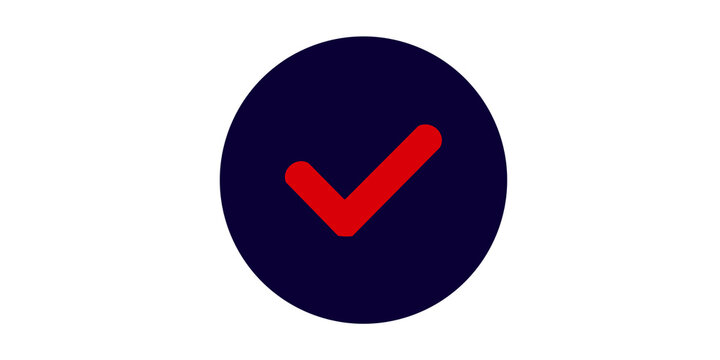 Checkmark icon with dark blue circle for user interface design elements.