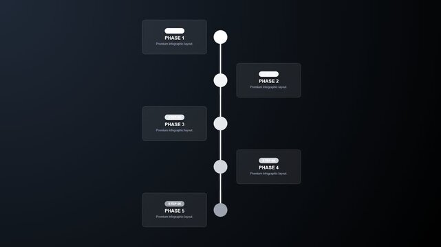 5 Steps Vertical Timeline Infographic Animation Minimal Monochrome White Step by Step Process Flow