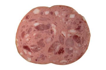 Processed meat slice texture with marbled fat and embedded protein © brovarky