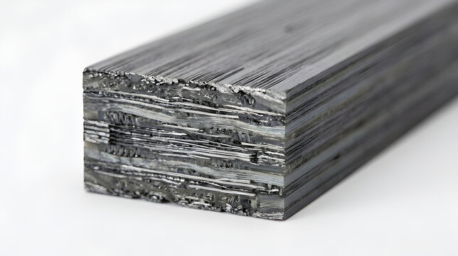 Close up of a piece of layered plywood board showing wood grain texture and construction.
