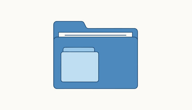 Classic blue digital file folder icon with a smaller front tab represents document storage and system organization.
