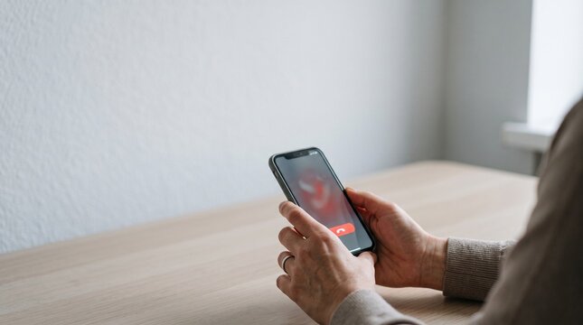 知らない番号からの不審電話に応答しないスマホ利用者