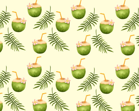 seamless background with coconut