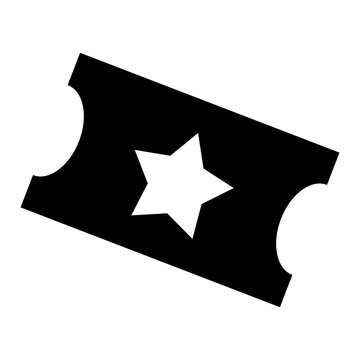 Movie theater cinema ticket with star black vector silhouette icon