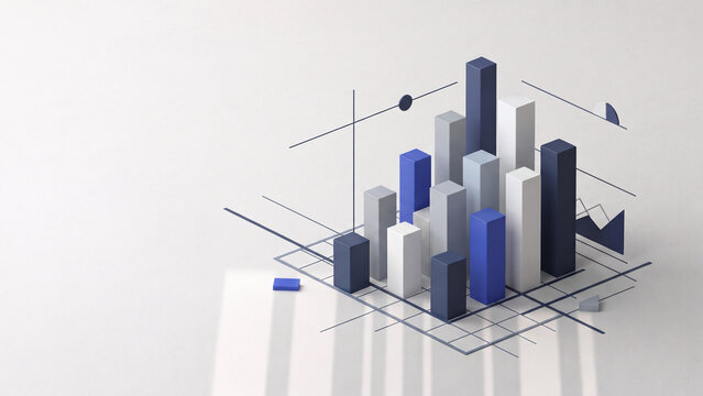 3d business diagram and data analytics bar chart concept