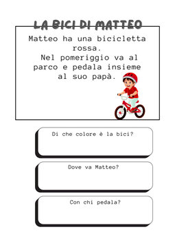 Lettura e comprensione del testo scheda per la scuola primaria la bici
