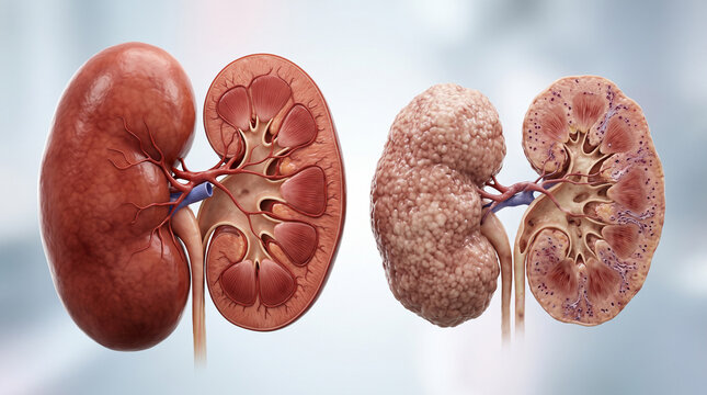 Human Kidney Anatomy Showing Chronic Disease Progression Realistic Medical Visualization