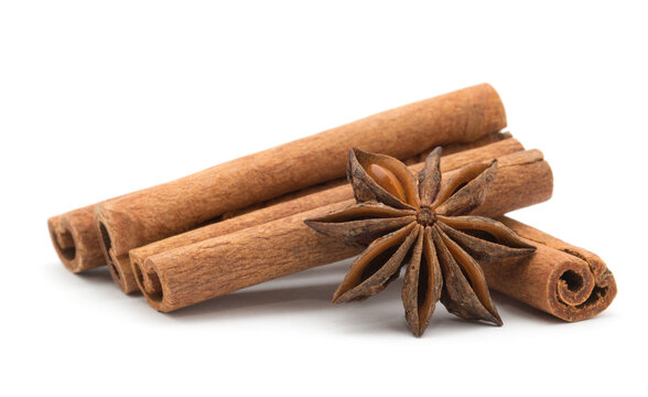 Cloves, anise and cinnamon isolated on white background
