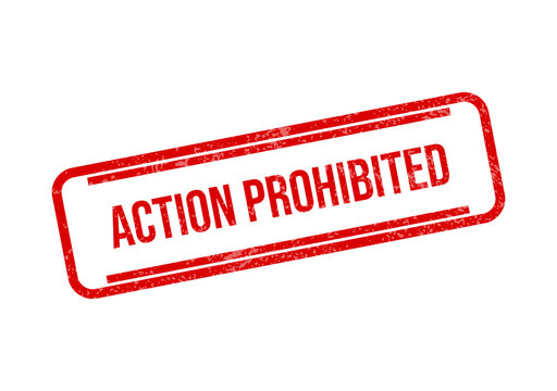 Red action prohibited stamp on white background isolated on transparent background