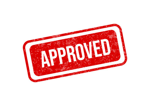 Red approved stamp on white background isolated on transparent background