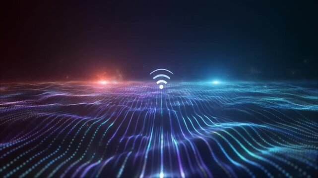 Abstract wireless technology visualization with light waves
