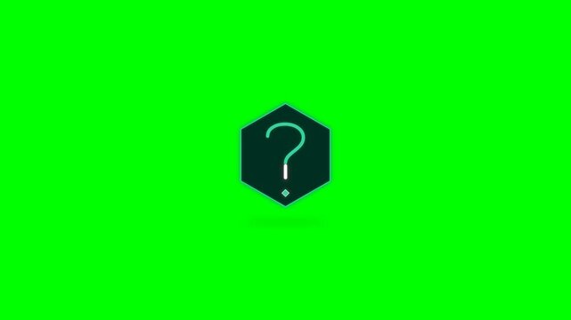 Black hexagon displaying diamond and question mark symbols