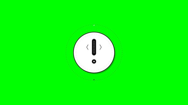 Green background shows white circle exclamation mark with angular brackets