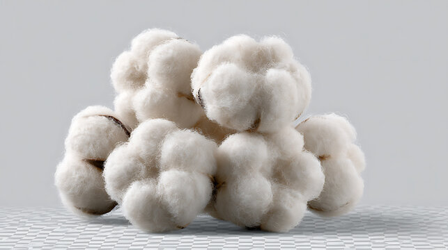 Fluffy white cotton balls are isolated on a transparent background