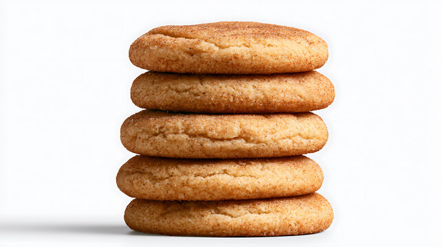 Stack of snickerdoodle cookies on a white surface isolated presentation