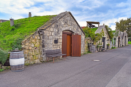 Traditional Historic Wine Cellars with Green Roofs in Purbach Austria