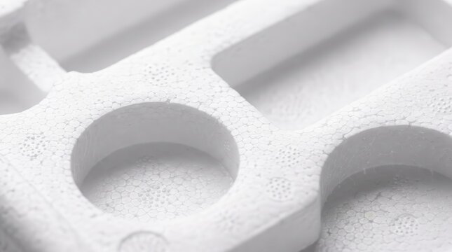 Close-up detail of white polystyrene padding used for product packaging.