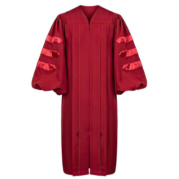 Academic Graduation Robe with Red Velvet Sleeves, Doctoral Gown