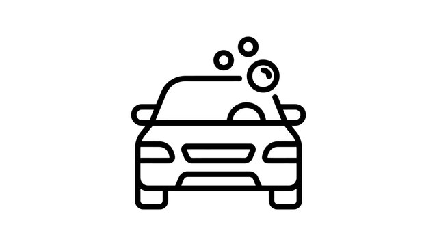 Car wash icon with soap bubbles for automotive cleaning services concept.