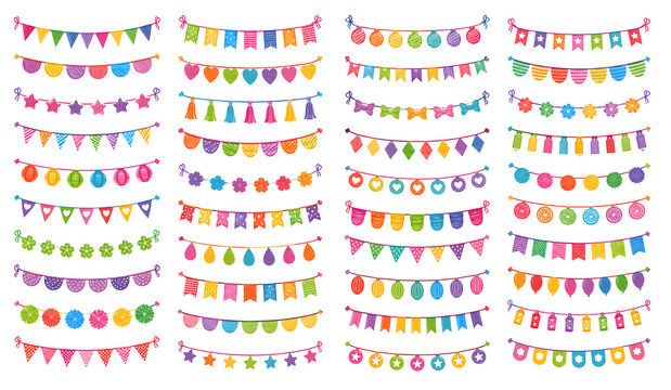 Colorful Party Garland & Bunting Vector Bundle