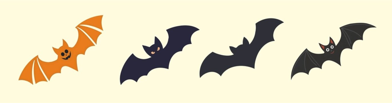 Vector template bat icon with flat design for halloween decoration