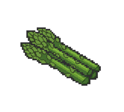 Pixel art illustration of a fresh green asparagus