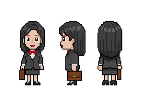 Pixel art illustration of a professional business woman
