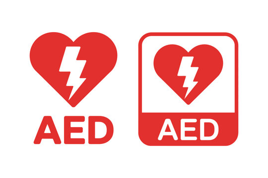 AED Icon Banner Vector representing automated external defibrillator equipment for emergency response, cardiac care, first aid, medical facilities, and safety