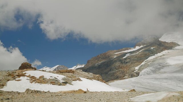 snow covered summer mountains in Monte Rosa Italian alps
