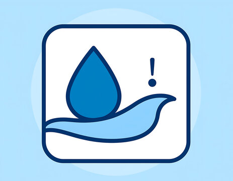 Blue water droplet falling into a bird icon
