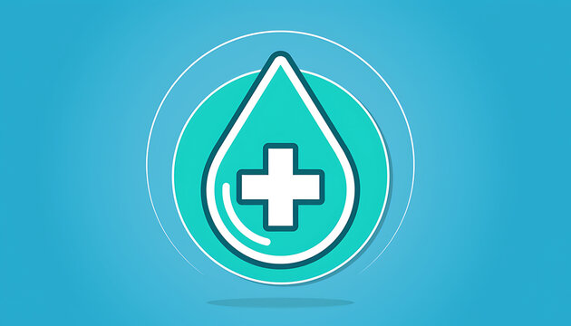 Medical plus sign inside water droplet icon