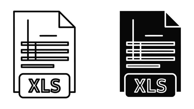 Xls spreadsheet document file icon set isolated on transparent background vector graphic
